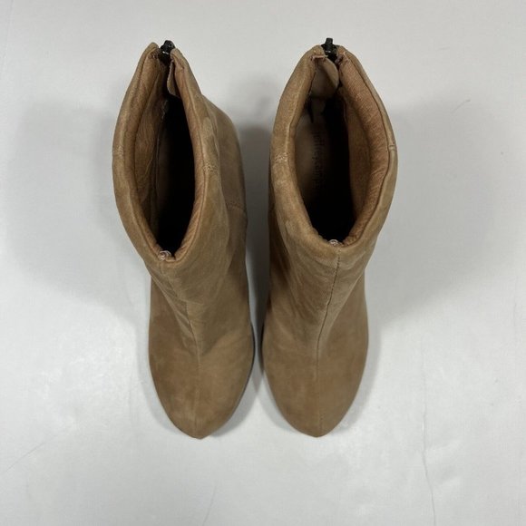 Jeffrey Campbell Rumble Tan Leather Zip Up Block Heel Ankle Boots Women's Sz 10M - Picture 2 of 12